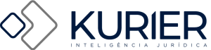 logotipo Kurier horizontal em azul e cinza, com fundo transparente