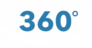 Logo do Kurier 360° em branco e azul